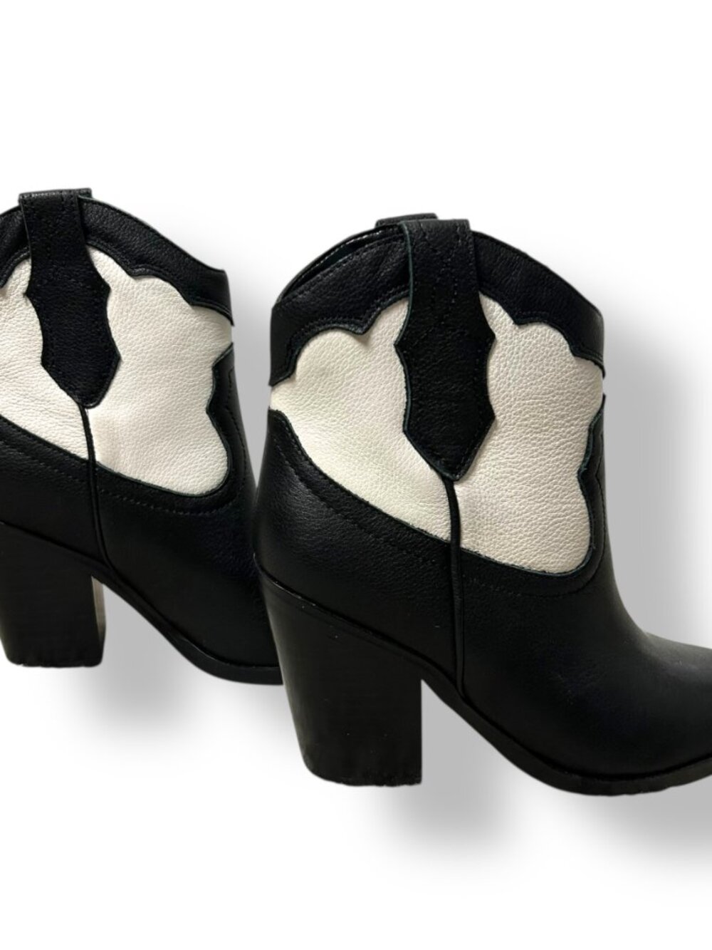 Marc Fisher Ltd Gona Western Booties Black White Western Pointed Toe Sz 6.5